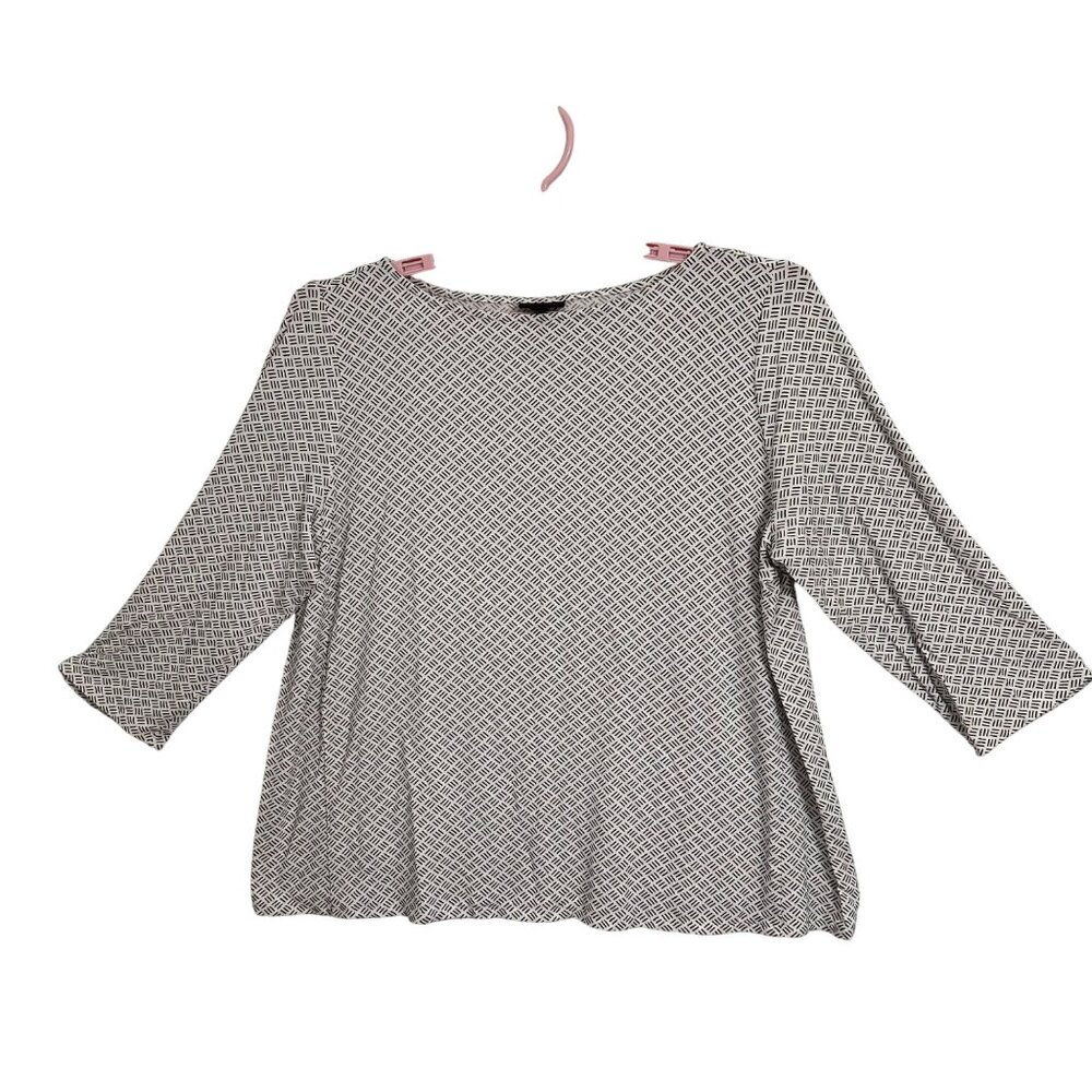 J. Jill Wearever Collection Womens Black & White 3/4 Sleeve Boat Neck Top XL